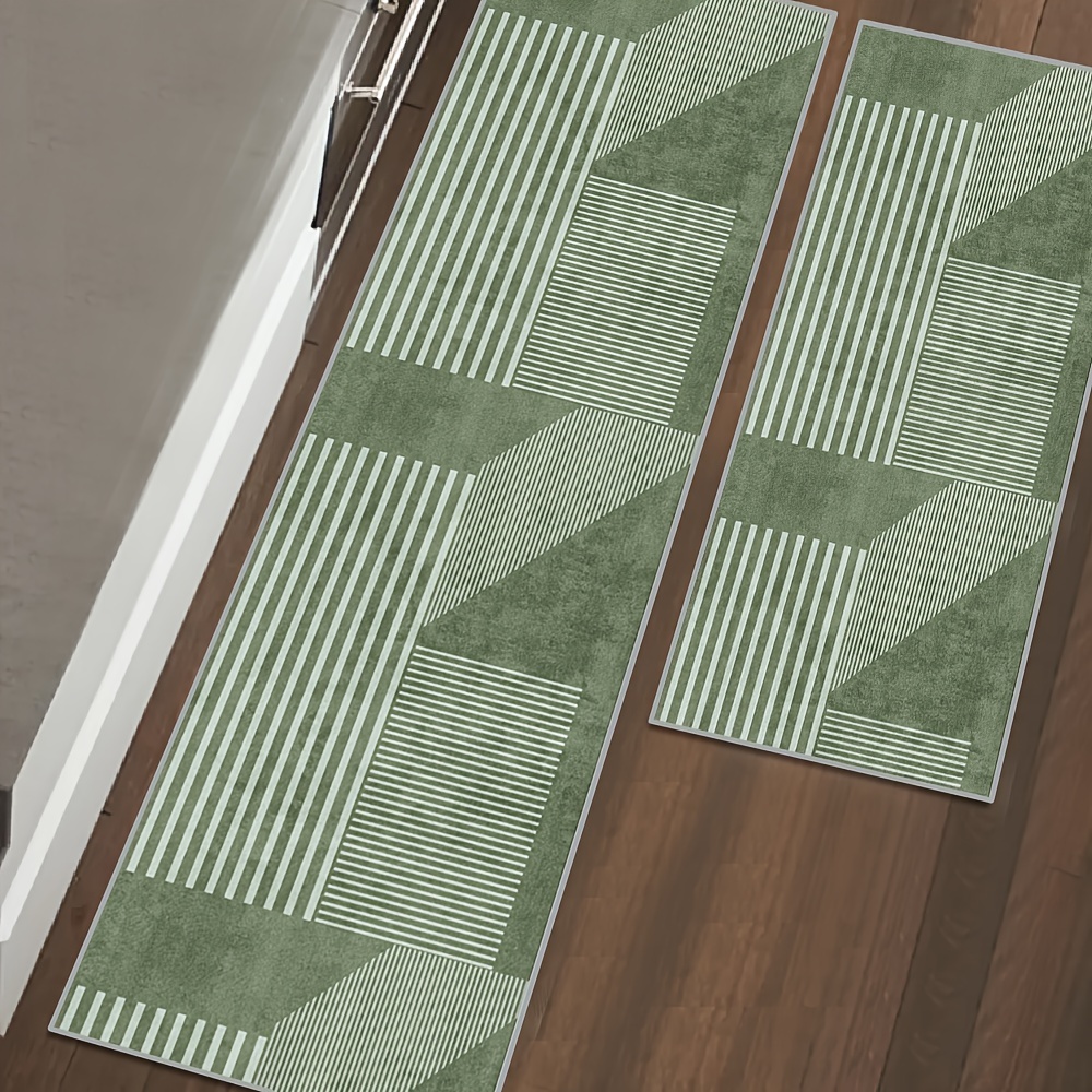 Kitchen Gadgets Green - VIKAMA-alfombra verde a rayas para cocina,